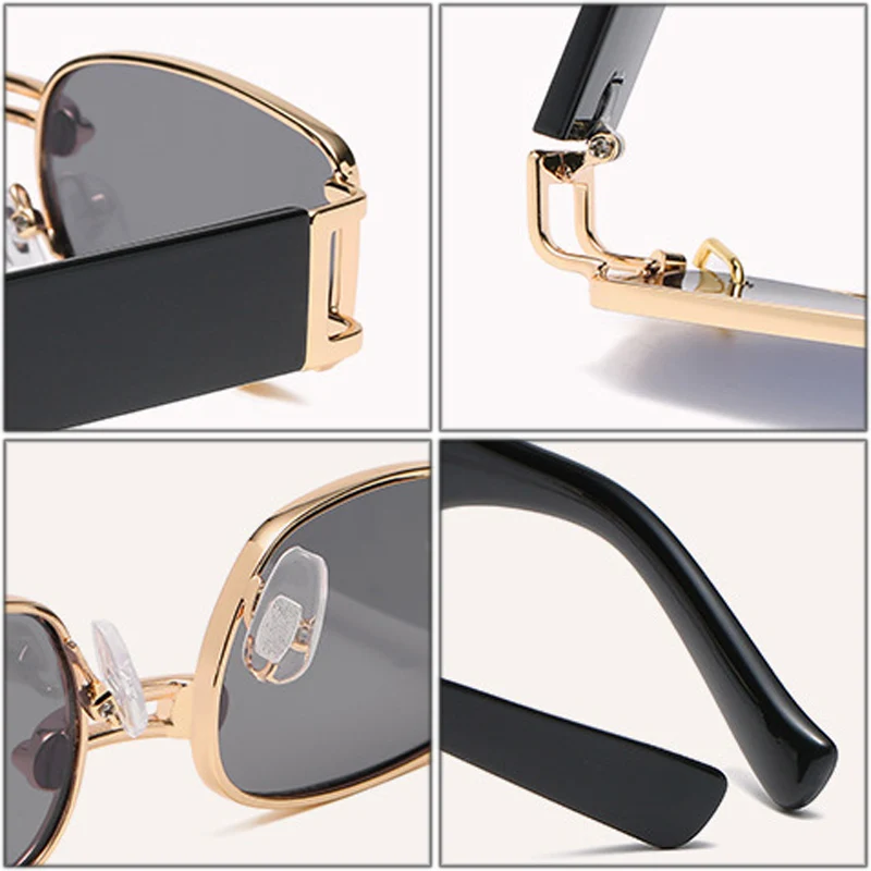 SO&EI Fashion Small Rectangle Punk Sunglasses Women Brand Designer Vintage Metal Ring Decoration Men Sun Glasses Shades_voghion.com