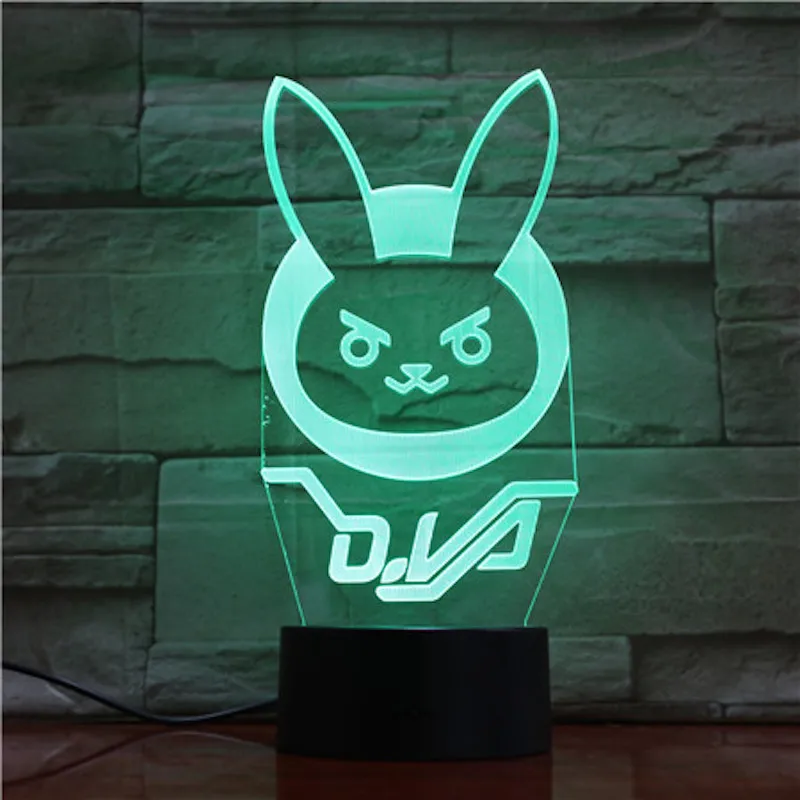 Game Overwatch D.Va Hana Song Kids Night Light LED Touch Sensor Bedroom Decor Light Holiday Present OW 3d Night Lamp Dva Bedside