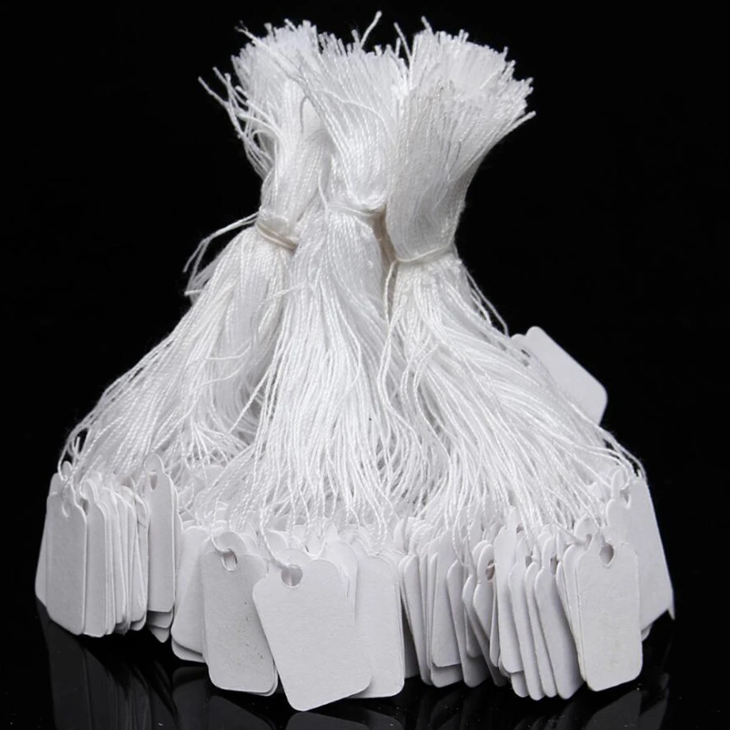 Pack of 100pcs White Blank Marking Tag Price Labels Display Tags with Wire Ties - 23 x 13 mm 0.9 x 0.5 inch
