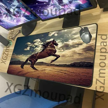 

XGZ Customized Large Gaming Mouse Pad Black Precision Lock Edge Animal Horse Office Laptop Desk Mat Rubber Stripe Non-slip Xxl
