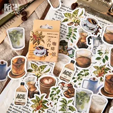 45pcs/lot Vintage Adhesive Decoration Sticker Set Floral Coffee Stationery Stickers Diy Label For Scrapbooking Album Planner
