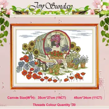 

Flower car patterns counted 11CT 14CT Cross Stitch Set Wholesale DIY Chinese Cross-stitch Kit Embroidery Needlework Home Decor