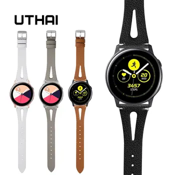 

UTHAI Genuine Leather watch strap 20MM 22MM For Samsung Galaxy Watch 42mm 46mm S2 S3 Sport For Amazfit WatchBand Quick Release