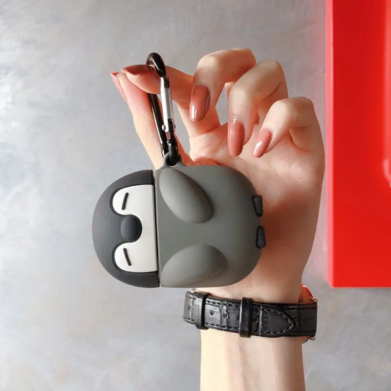 

Cute Penguin Style Protective Case Silicone Cover with Carabiner for airpods 1/2