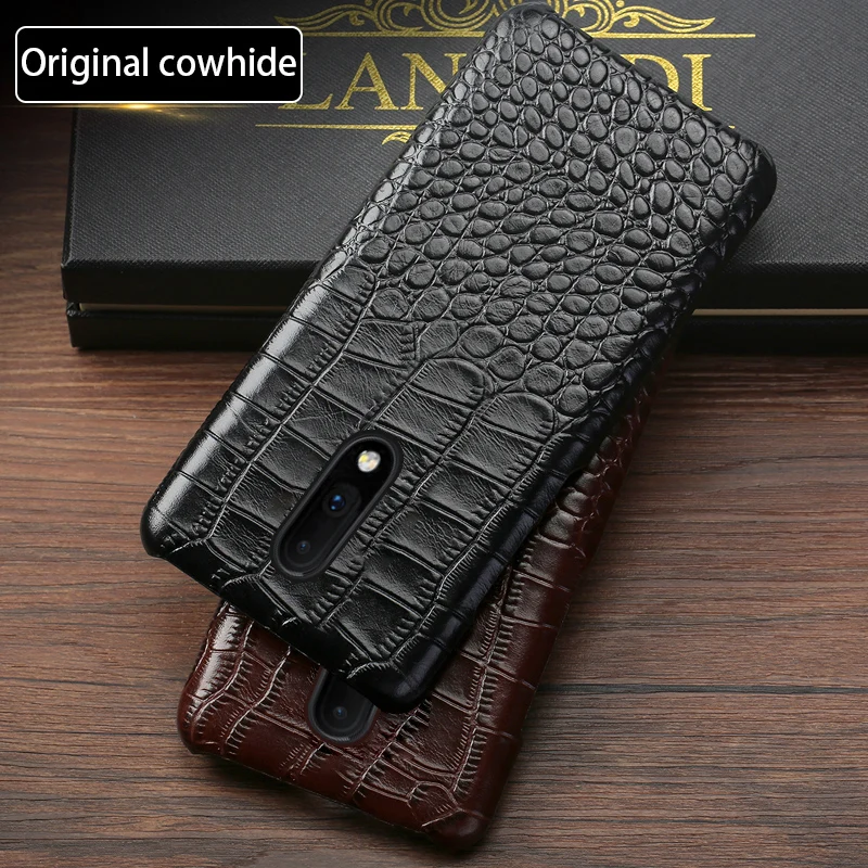 

Genuine Leather Case For Oneplus 7 7 Pro 6 6T Phone Cover for One Plus 6T luxury marvel 360 Full Case crocodile Garin Armor