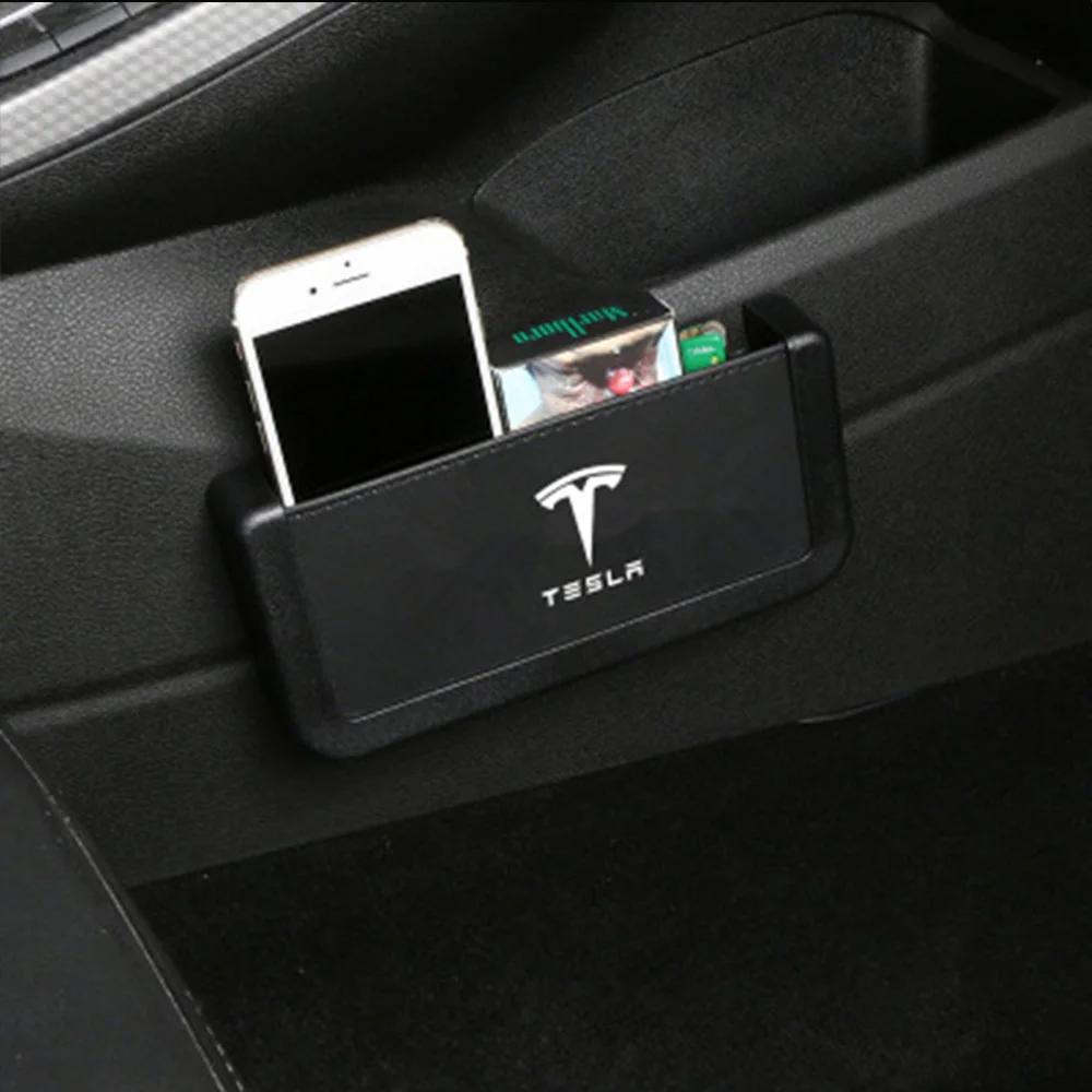 

For Tesla Model 3 Model S Model X Car Seat Side Storage Box Door Interior Organizer Leather Case Car Styling Accessories
