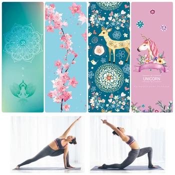

Indoor Lotus Pattern Suede TPE Yoga Mat Pad Non-slip Slimming Exercise Fitness Gymnastics Mat Body Building Esterilla Pilates
