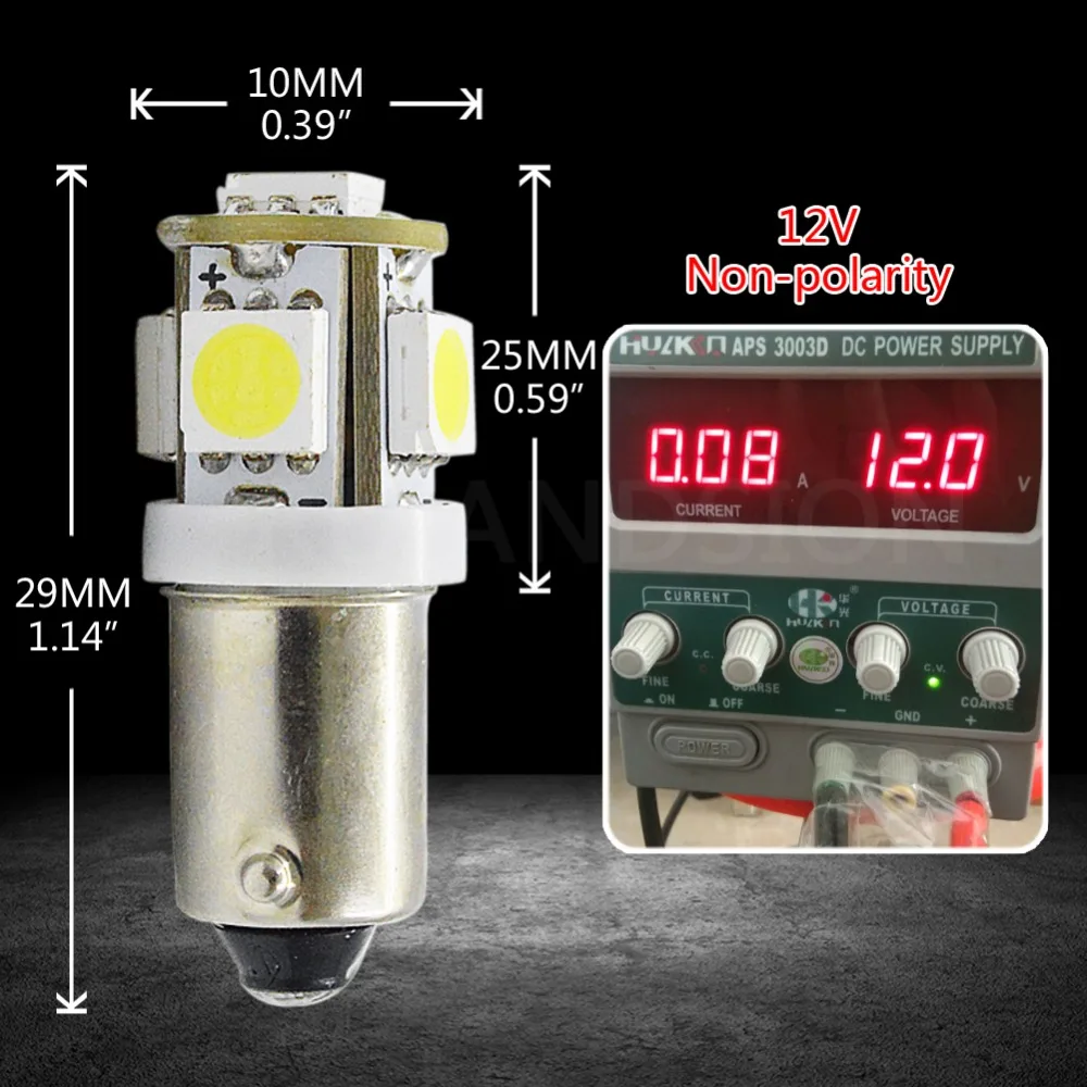 2X6 в, 12 В, 24 В постоянного тока, BA9S T4W BAX9S BAY9S H21W 5050 5SMD 6000K Автомобиль Мотоцикл Скутер светодиодный лампы GLB951 GLB293 без полярности белый 100LM