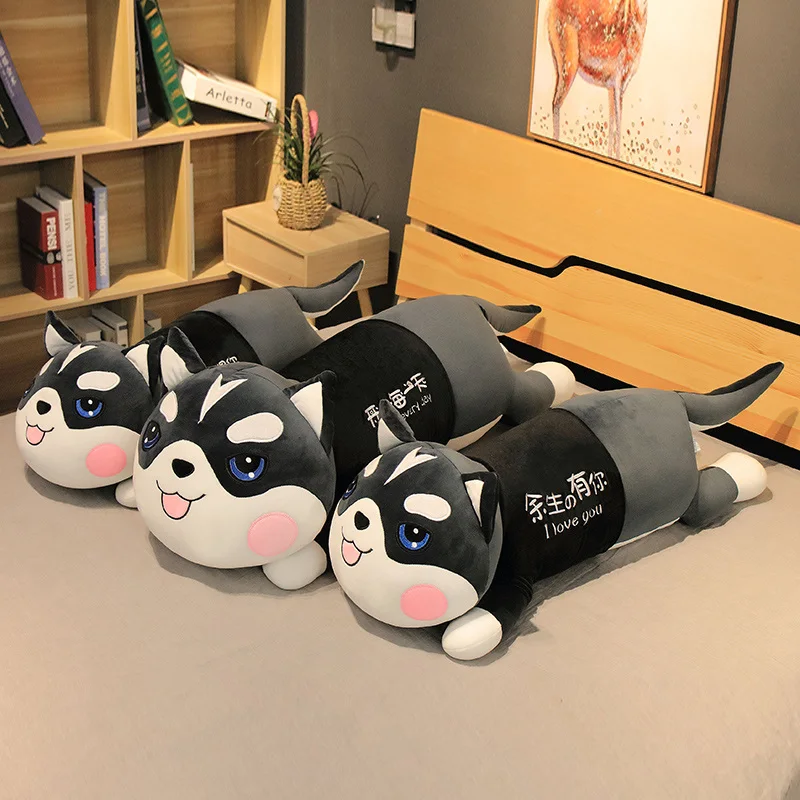 Hot stuffed toy stuffed animal husky soft pillow pillow doll down cotton padded T-shirt husky doll decoration doll child compani