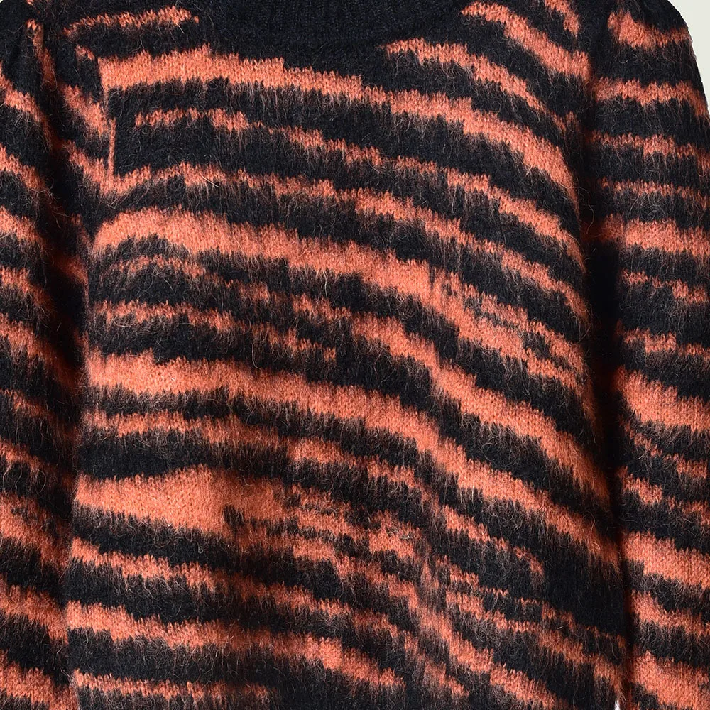 Зимний женский вязаный свитер с круглым вырезом и длинными рукавами