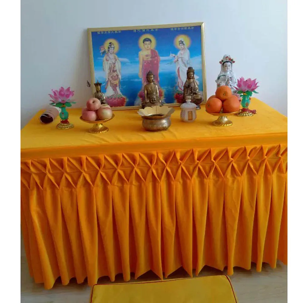 1 шт. 120*60*72 см оранжевый фланелевый прямоугольник Будда настольная юбка религия Конференц-стол для приема