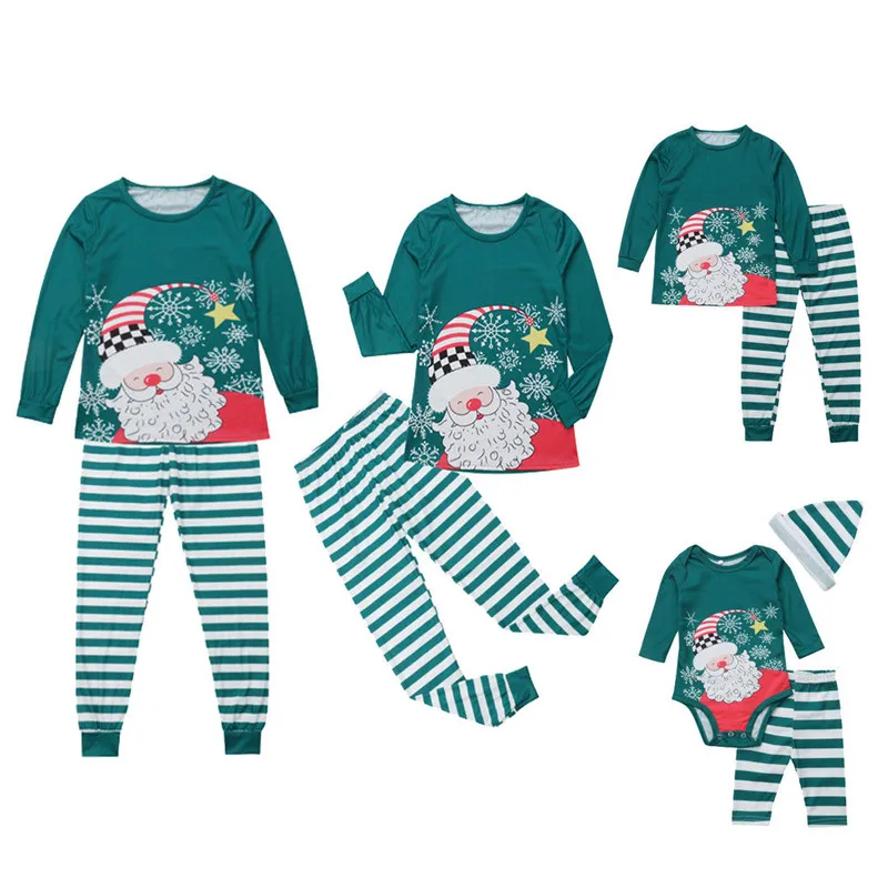 Рождественские Семейные комплекты; рождественские пижамы; семейный пижамный комплект для родителей и детская пижама; одежда для сна с рисунком Санта-Клауса; одежда для сна