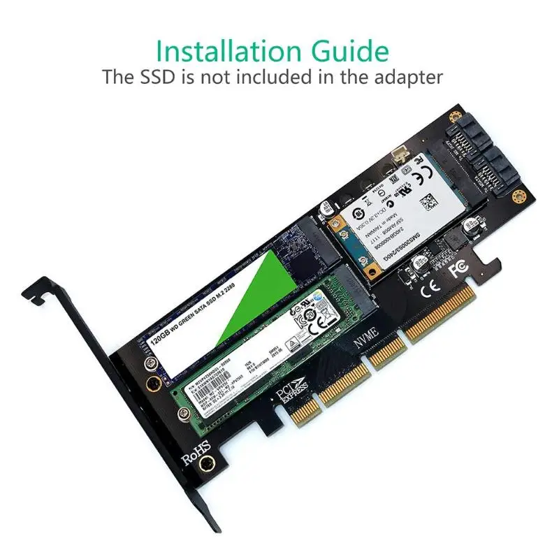 3 в 1 MSATA M.2 NGFF NVME SATA SSD для PCIE 4X SATA3 адаптер с теплоотводом