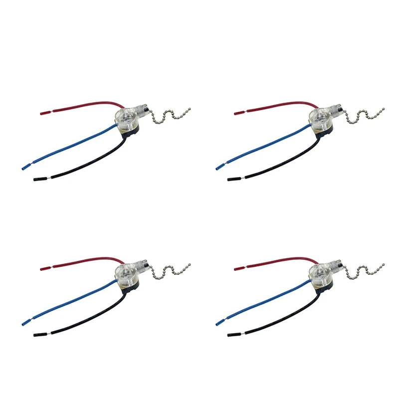 4Pcs 3-Wire Beads Chain Wall Light Fan Ceiling Switch Pull Cord String Set for Universal | Электроника