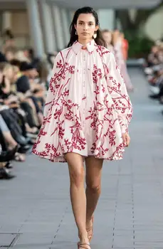 

2019 New Style Fashion Show Sexy Women Mini Dress Empire Turn-down collar Print Embroidery Celebrity Body Con Dresses wholesale