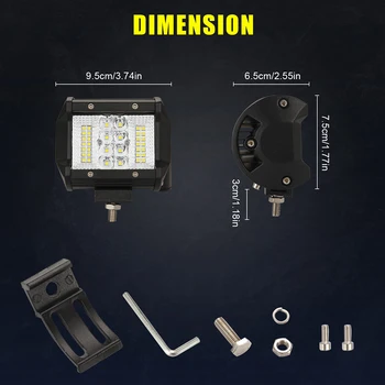 

Good Quality 4inch High Brightness 10-30V 108W Quad Row LED Work Light Bar Pods Driving Fog Lamp Side Shooter Combo Beam