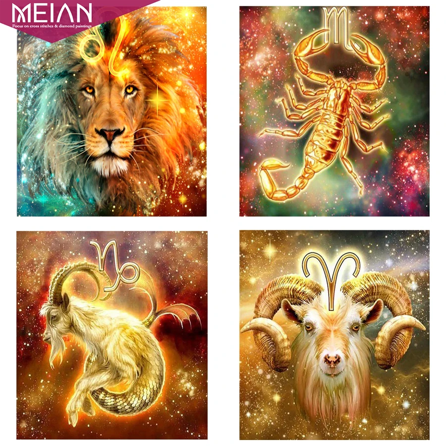 

Meian Full Drill DIY Diamond Embroidery Constellation 5d Diamond Painting Cross Stitch Picture Of Rhinestones Diamond Mosaic