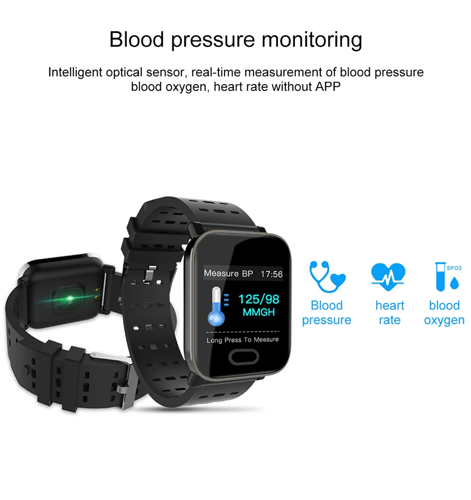 Portable Blood Pressure Tonometer On Wrist Waterproof Medical Equipment Digital Measuring Pressure Smart Wrist Watch Sport