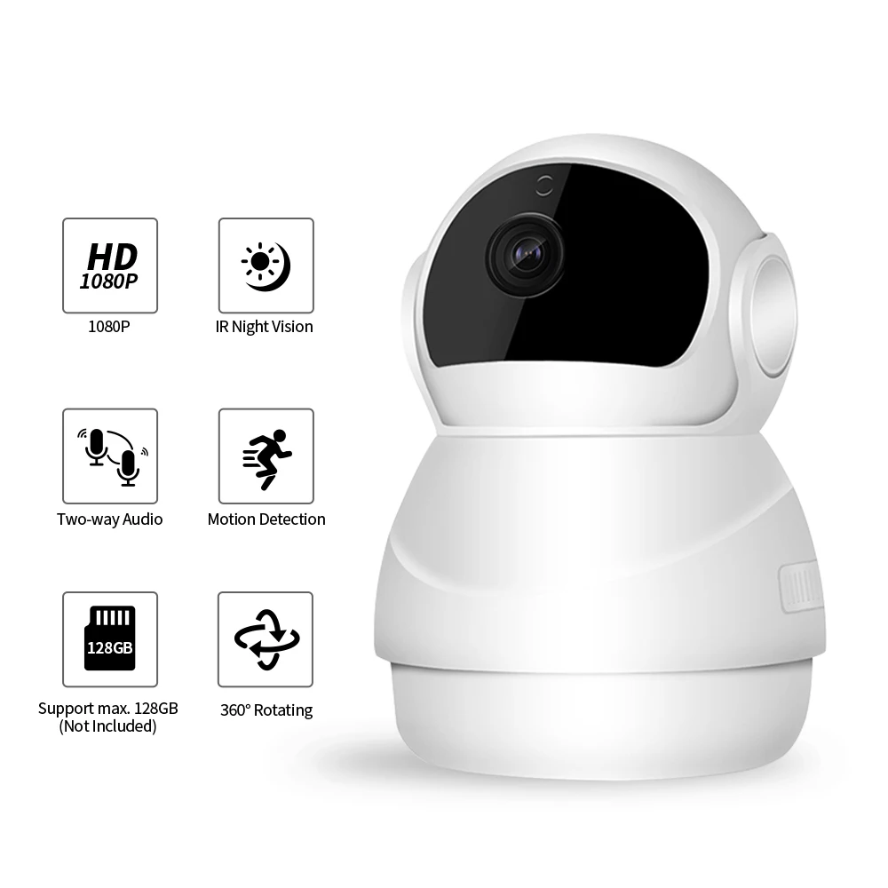 

Smart PTZ IP Cameras 1080P Wifi Wireless Security Camera Phone Control Motion Detection Night Vision 2-Way Audio TF Card Slot