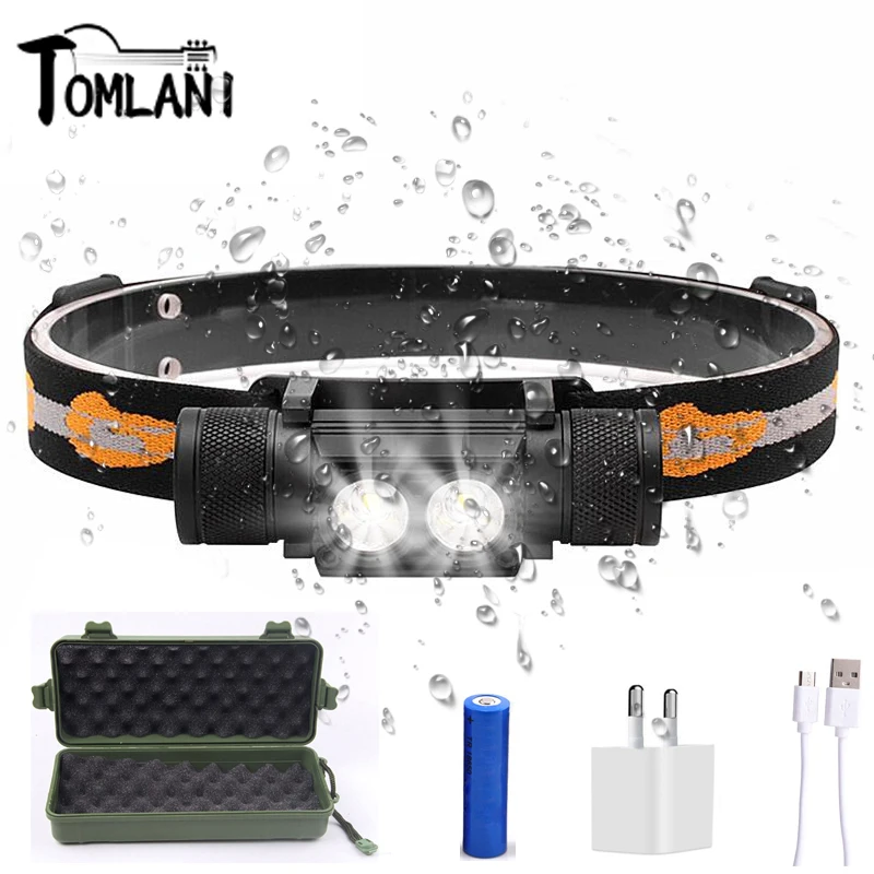 

Mini Portable LED Headlamp USB Rechargeable IPX7 Waterproof Flashlight Lightweight Fishing Headlight Torch Light Dustproof Camp