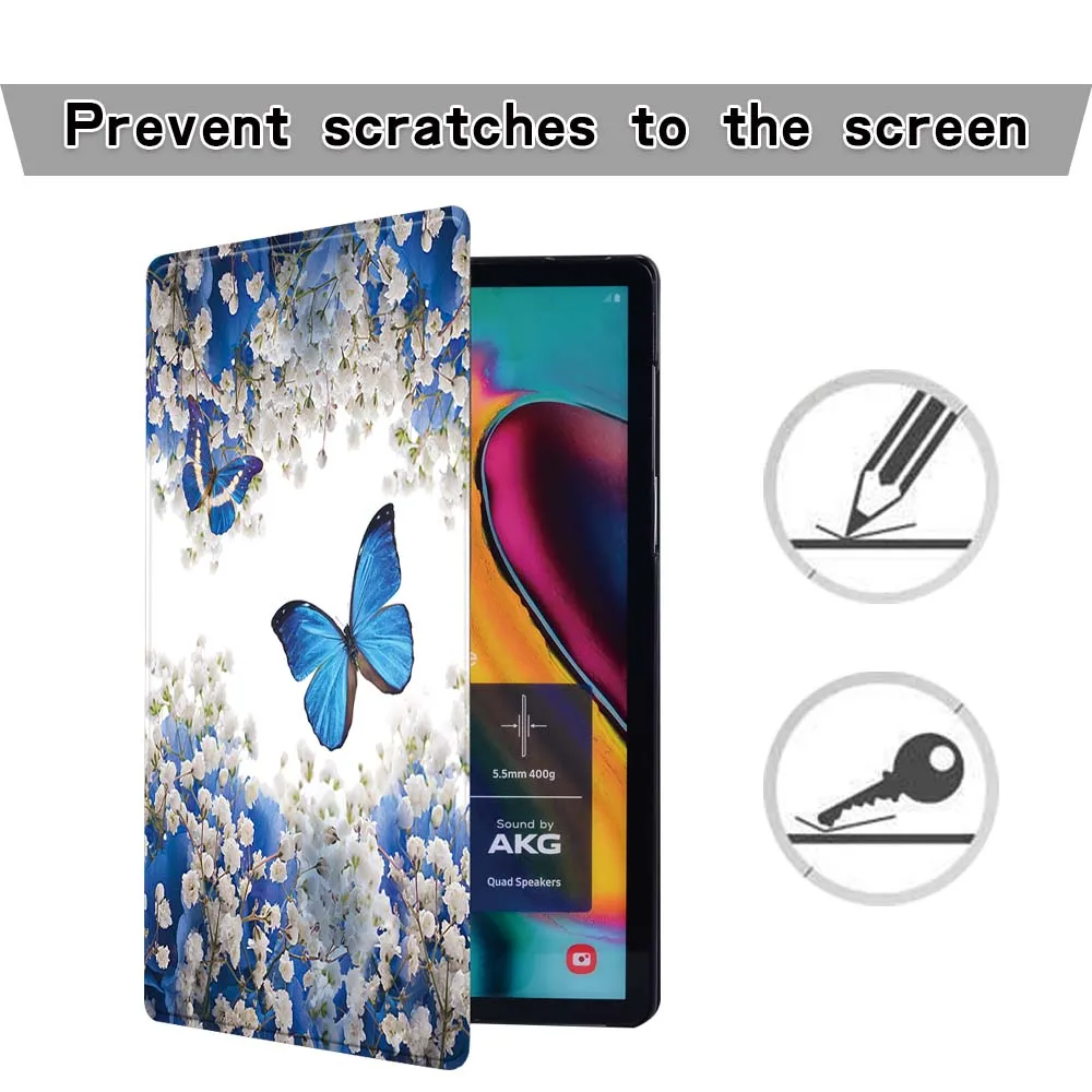 Кожаный чехол-подставка для планшета с бабочкой для Samsung Galaxy Tab A 10,1 2019/2016/TabA 7,0/9,7/Tab E 9,6/Tab S5E 10,5 "чехол + ручка-3