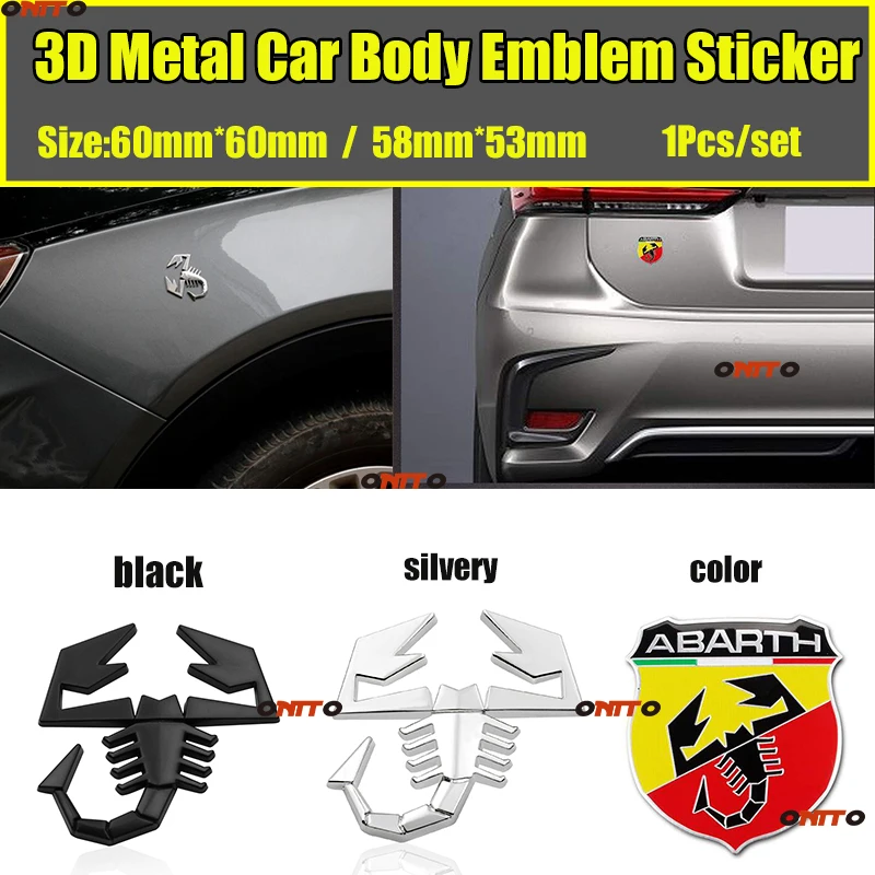 

3D Metal Car Body Accessory Emblem Sticker Decal Label Abarth Logo Color/black/sivler/gold 1pcs For Abarth Punto 124/125/125/500