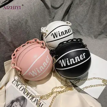 

Fashion Round Ball Shaped Shoulder Bags for Women Acrylic Chain Letters Spherical Zipper Totes Sports Casual Messenger Crossbody
