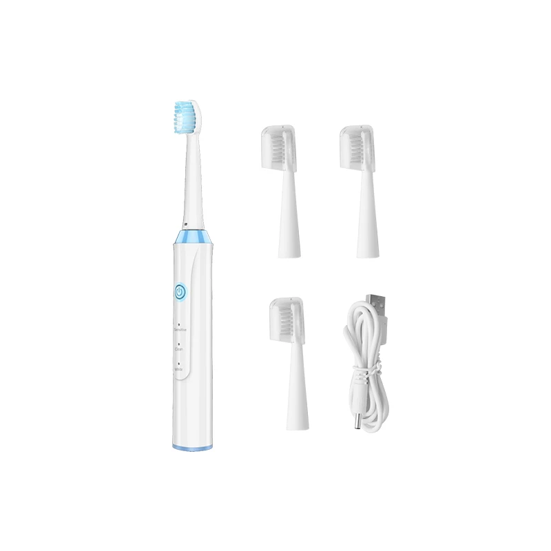 Kemei Sonic Tooth Brush Adult Automatic Electric Toothbrush USB Rechargeable with 3 Heads Replacement IPX7 Waterproof 3 Modes 3