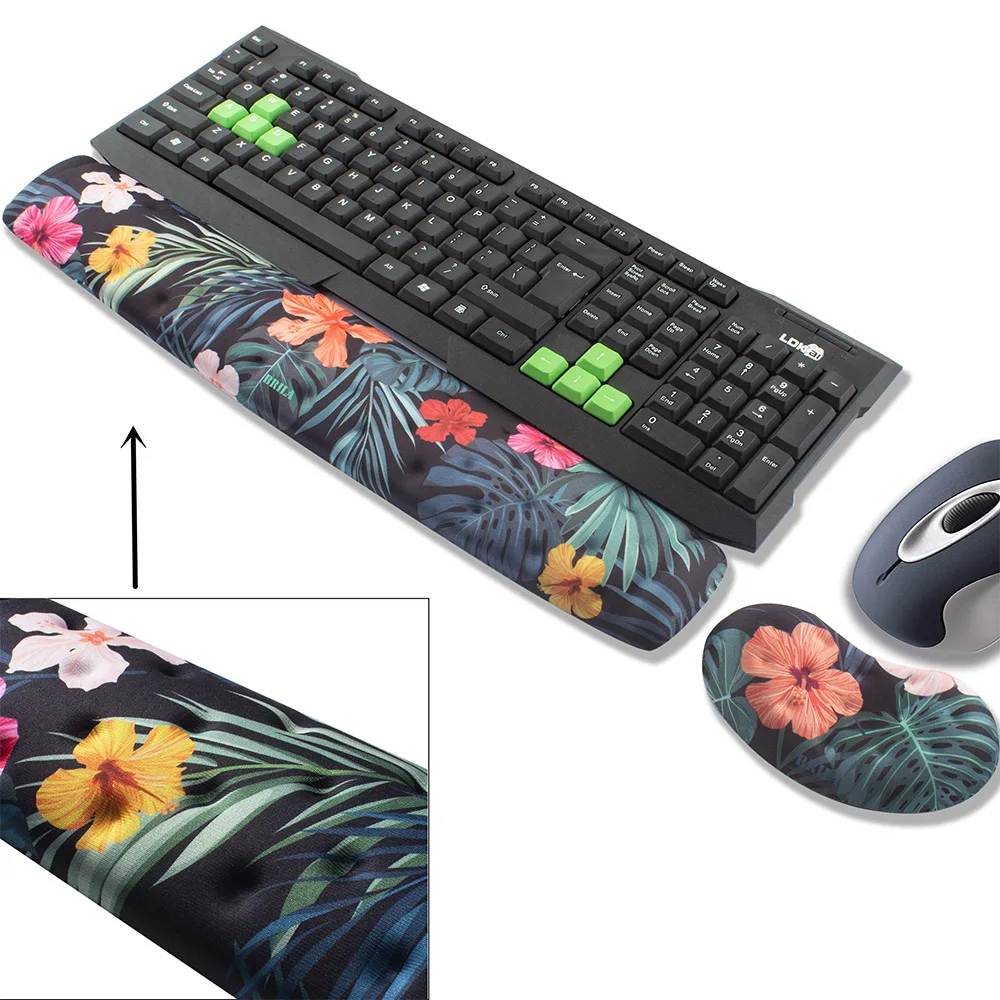 BRILA - Set di cuscini ergonomici e poggiapolsi per tastiera e mouse – comodo e morbido imbottitura in gel memory foam e antiscivolo per palmo/mano/polso