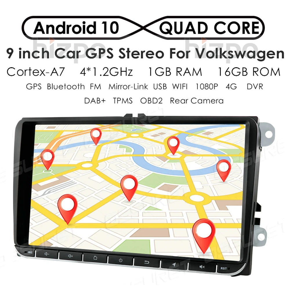 Автомагнитола 9 дюймов мультимедийный плеер на Android с GPS для Volkswagen Skoda Octavia golf 5 6 touran