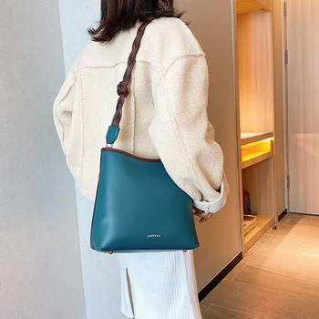 

Fall/winter 2019 New Lady Bucket Bag Pu Women's Single Shoulder Bag Casual Fashion Oblique Satchel Handbag Women Bag