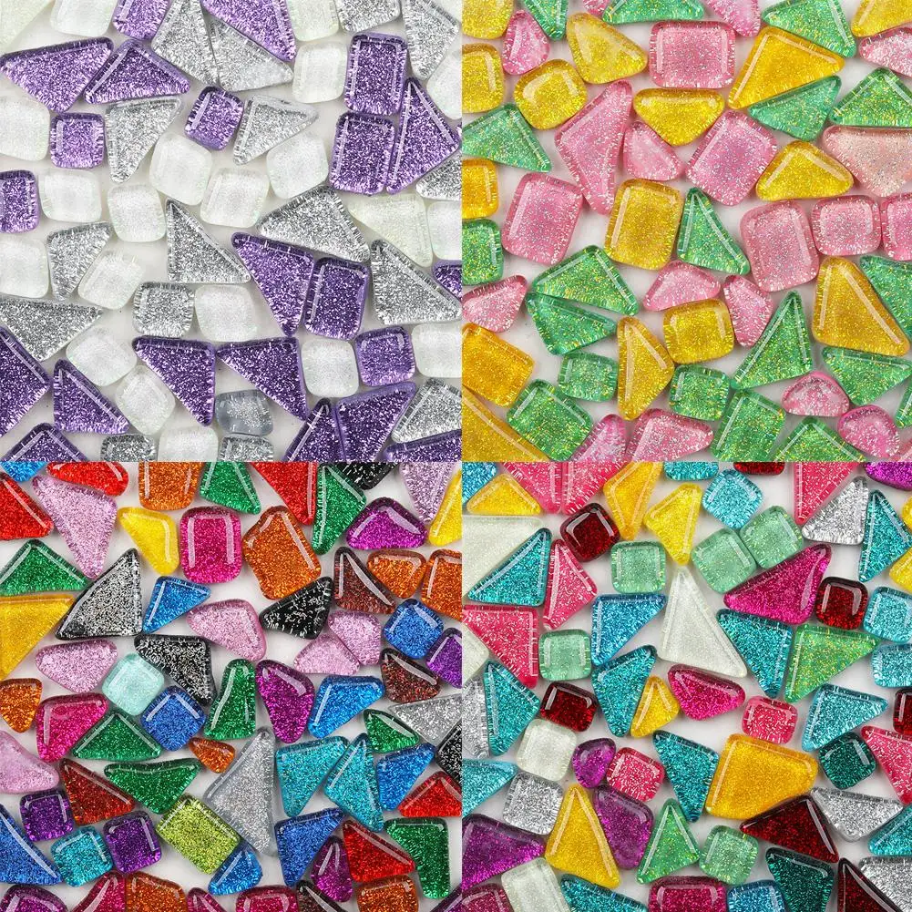 

500Pcs Irregular Mixed Color Glitter Mosaic Stones DIY Handmade Craft Home Decor