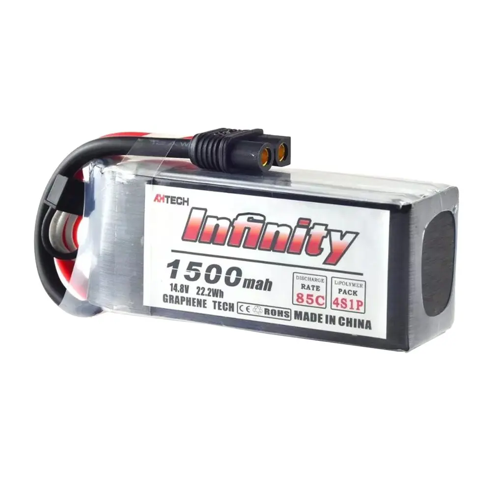 

AHTECH Infinity 4S 14.8V/3.8V 1500/1300m/450mAh 85C Graphene LiPo Battery XT60 Support 15C Boosting Charger For RC Racing Drone