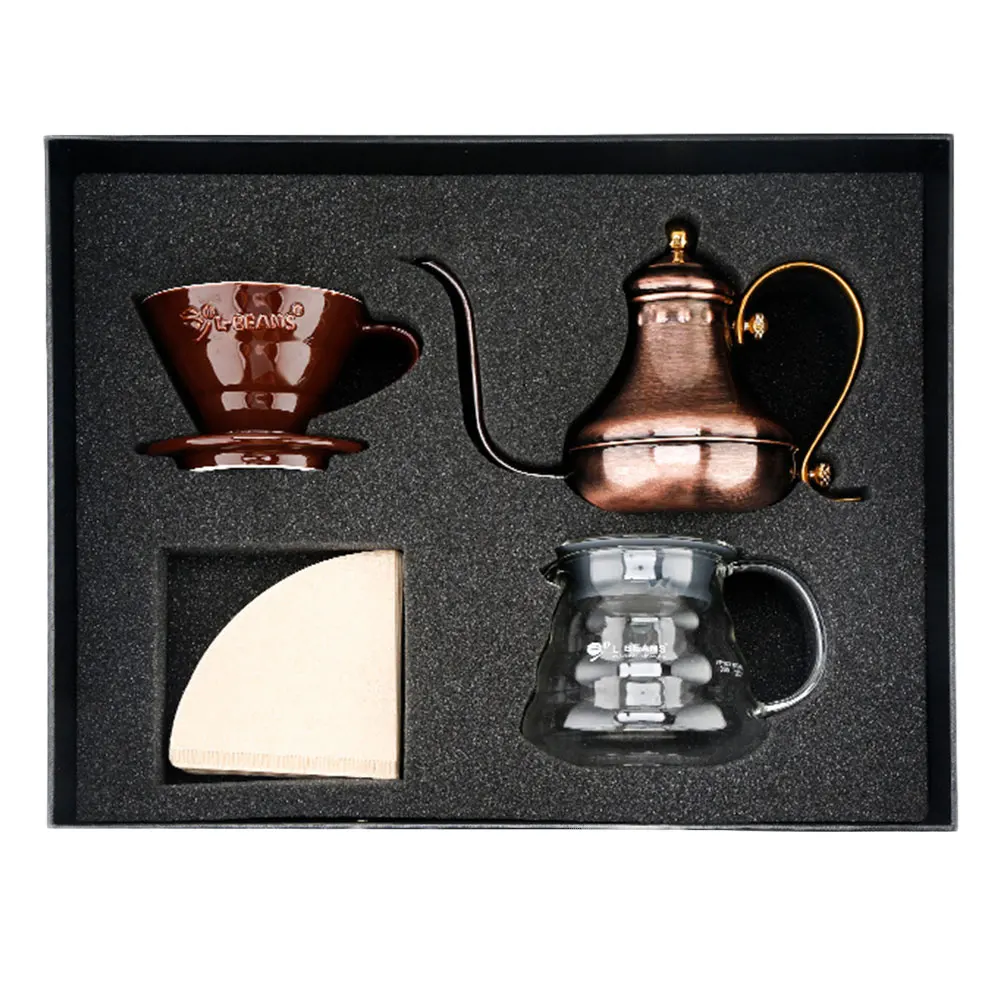 

Manual Coffee Pot Filter Ceramic Cup Gift Box Set Outing Portable Brew Coffee Pot Measuring Cup for Home Kitchen Supplies