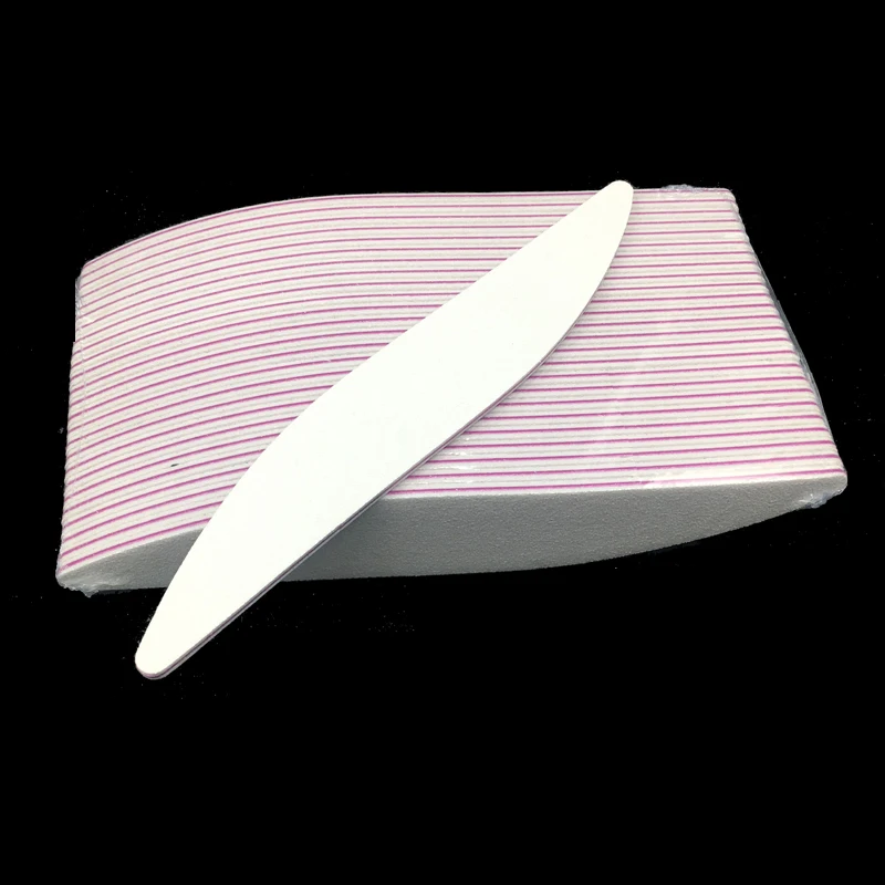 

25pcs White Nail Files Moon Style Form Manicure Sanding Buffer Block 100/180 UV Gel Polish Nail Art Washable Sandpaper Tool