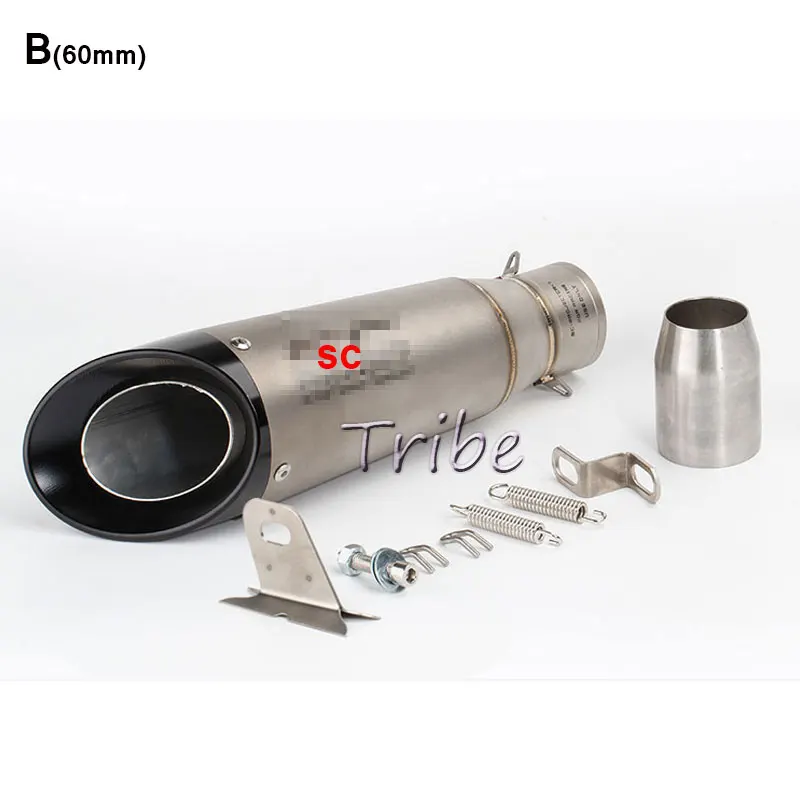 B 60mm Мотоцикл выхлопной Akrapovic Echappement Moto Universel SC выхлопная труба дБ убийца питбайк для R6 K6 Z650 CBR1000 GSXR650 MSX125 - Цвет: B 60mm