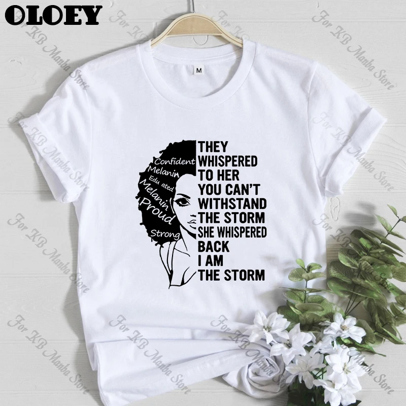 I Am A Strong Melanin Queen t shirt Women Clothes African Black Girl History Month Female T-shirt Melanin Poppin Tee Shirt Femme