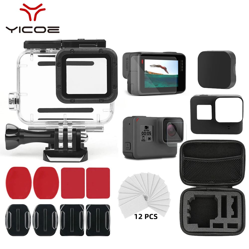 Для экшн-камеры Gopro Hero 7/6/5 пульт дистанционного управления для спортивной Камера аксессуары для подводной съемки Водонепроницаемый Корпус чехол сумка для хранения Экран пленочное покрытие чехол