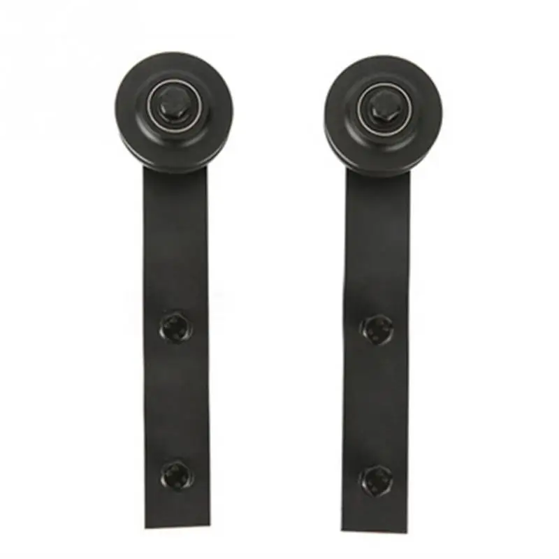 

Barn Sliding Wood Door Hardware Set Steel Slide Rail Antique Door Track System Black Top Mount Hanger Track Rail