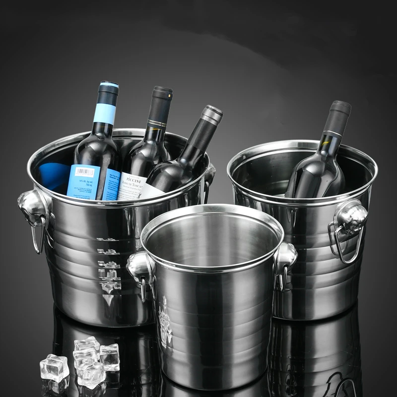 1L-7L Stainless Steel Ice Bucket Wine Champagne Wine Chiller Bottle Cooler Champagne Beer Chiller Ice Barrel Bar Tool