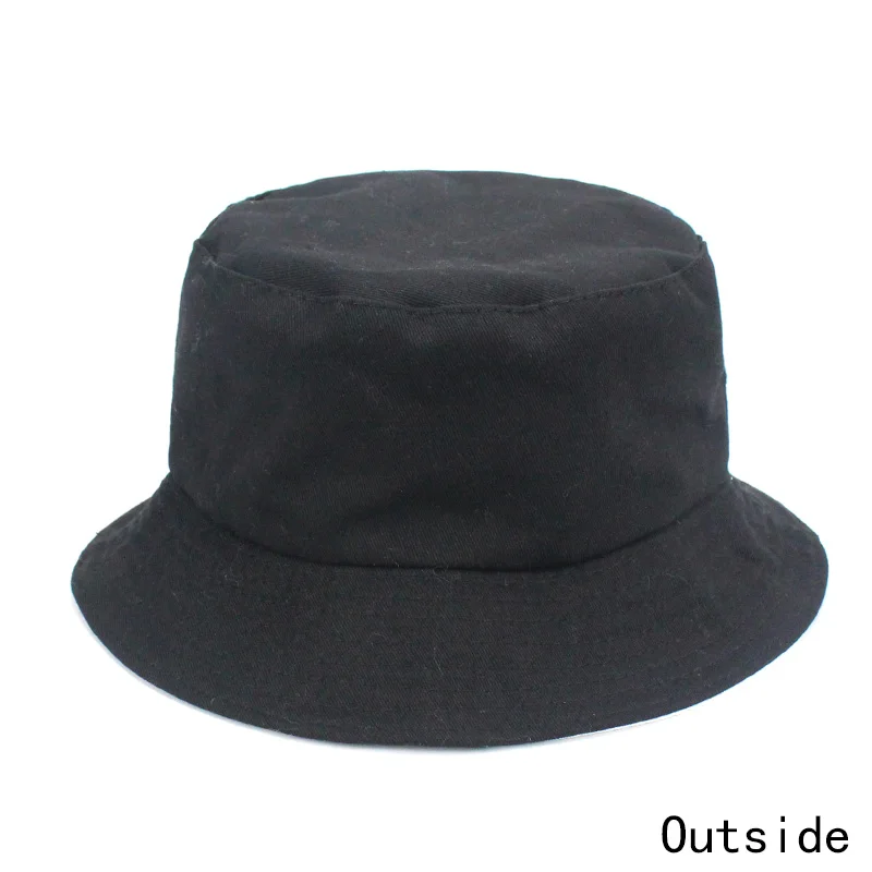 Bucket Hats Women Men Solid Colors Black White Outdoor Bucket Cap Women Hat Unisex Hip Hop Sun Caps Double-sided Fishing Hat