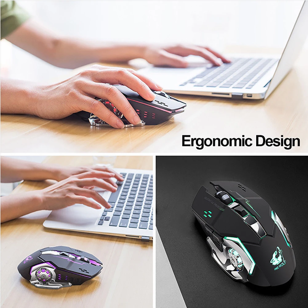 Free Wolf X8 Silent 2.4GHz 2400DPI 6 Keys Wireless Optical Mouse USB Receiver Computer Mouse Notebook Game Mice for Gamer Home