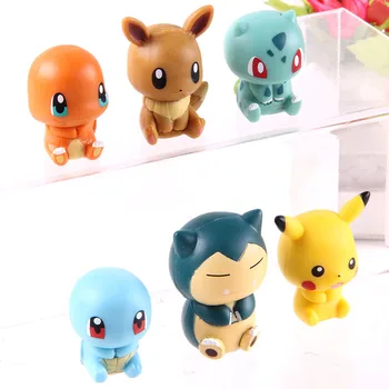 

Anime Figure Eevee Squirtle Bulbasaur Snorlax Charmander Monster Action Figure PVC Collectible Model Toy for Kids 6pcs/set