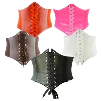 

Women Waist Cincher Wide waistband ElasticTied Waspie Corset Waist Belt 5 Colors