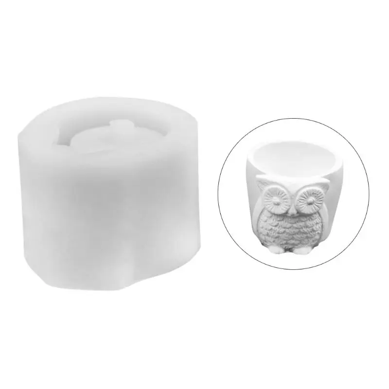 

Durable Silicone Owl Flower Pot Mold Cement DIY Succulent Making Manual Mould