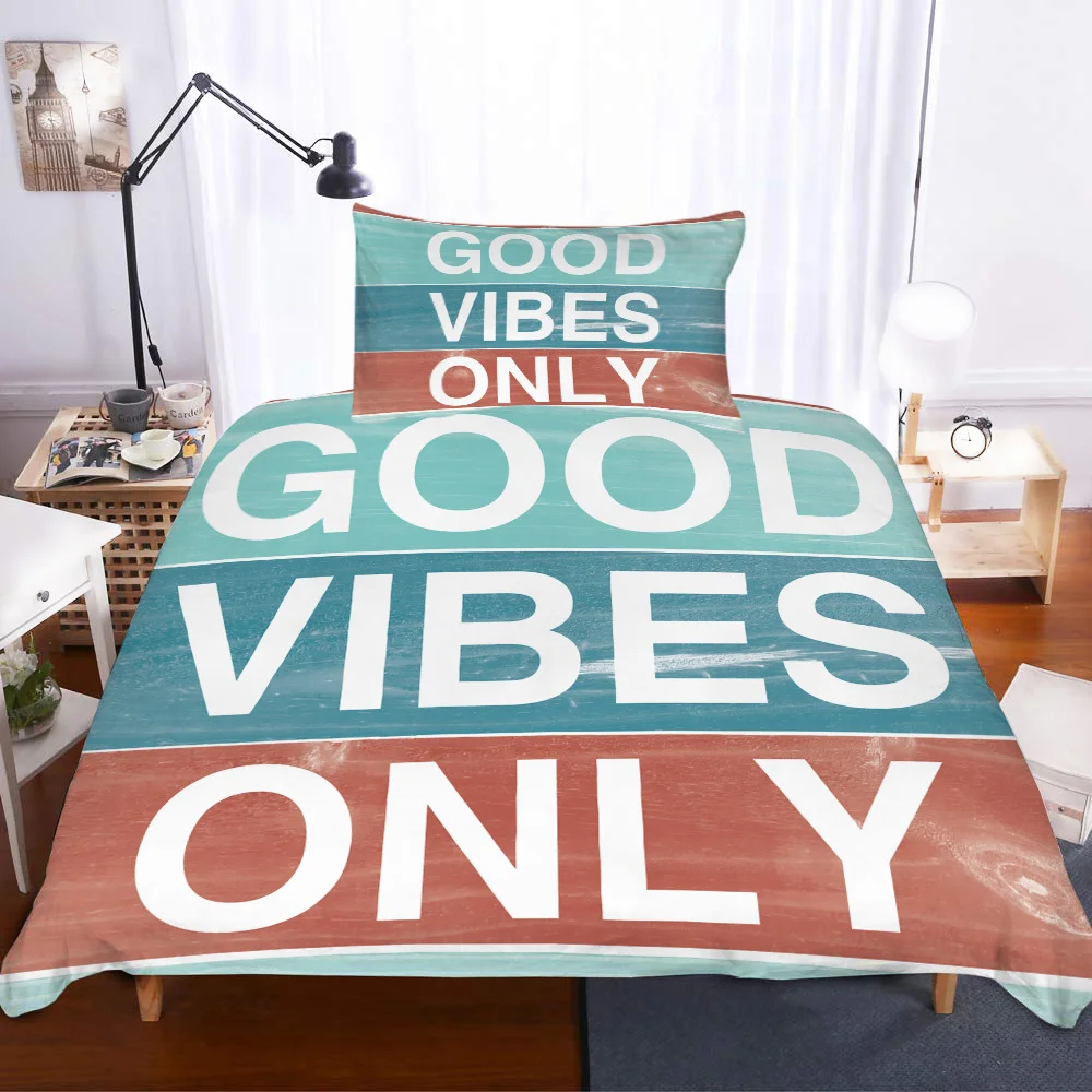 Винтаж деревянные Good Vibes Only Пододеяльник подушка чехол Стёганое одеяло крышка постельное белье набор постельных принадлежностей для односпальной кровати для кровати