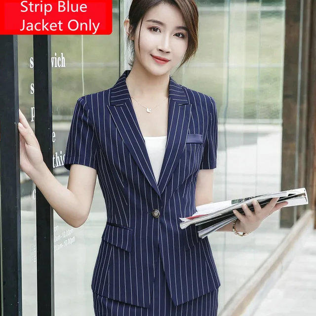 Striped Office Lady Dress Suits Women 