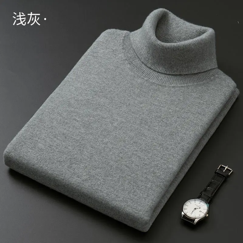 Cashmere and Cotton Blend Turtleneck Men's Pullover 2021 Autumn and Winter Soft and Warm Bottoming Pullover Knitted Sweater