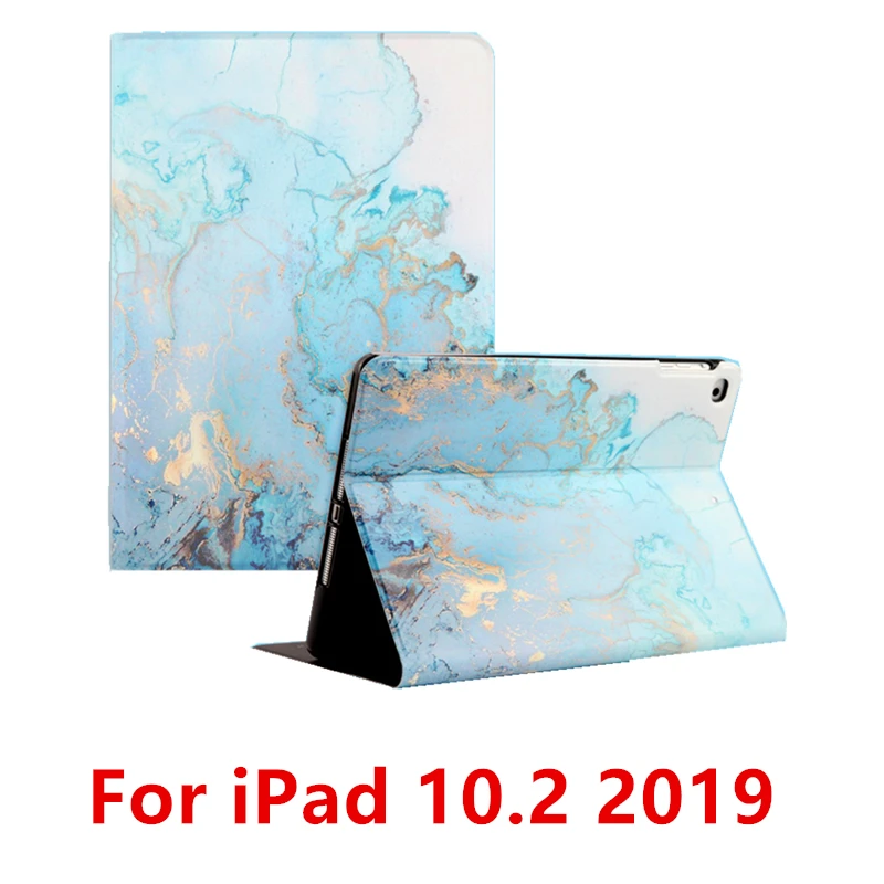 Blue 10.2 Мрамор чехол для iPad 10,2 из искусственной кожи чехол-подставка чехол для iPad 9,7 воздуха 2/1 Air 10,5 мини 1/2/3/4 с автоматическим включением и отключением экрана - Цвет: Blue 10.2