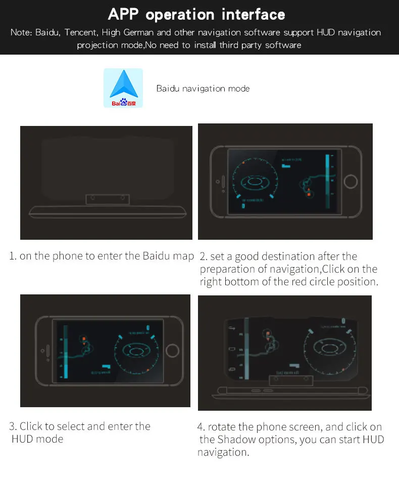 Автомобильный кронштейн HUD для навигации по мобильному телефону Многофункциональный складной Автомобильный держатель для навигации